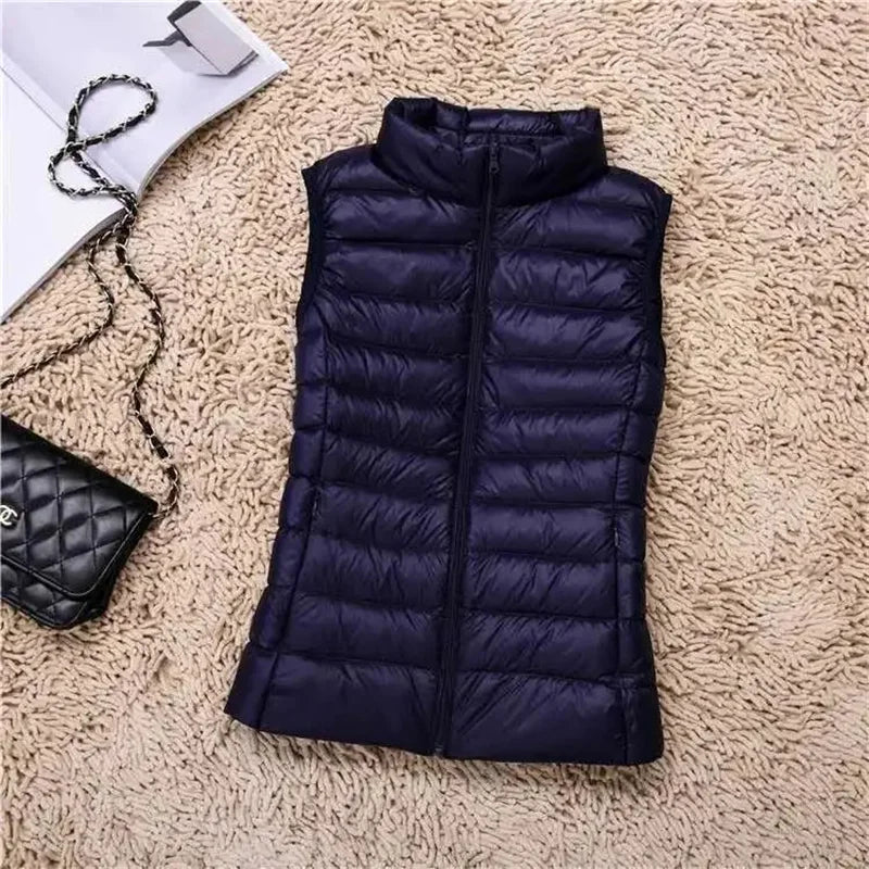 2025 White Duck Down Jacket Women Vest Autumn Winter Sleeveless Waistcoat Warm Lightweight Puffer Jacket Female Tops Outwear 8XL