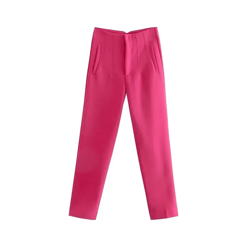 2025 Woman Solid Trouser High Waist Slim Zipper Fly Long Pants Female Wild Commute Office Lady Woman Pencil Pant Street