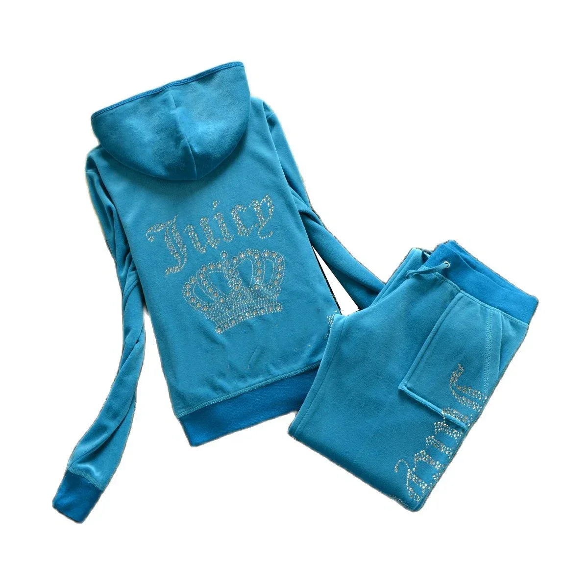 2 Piece Sets Women Outfit Tracksuit Hoodies Juicy Tracksuit 2 Piece Set with Pocket Trousers and Jacket Sets Velvet Tracksuit