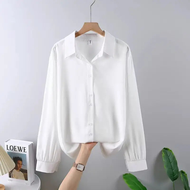 2025 Spring New Casual Chiffon Shirt Women Shirts Fashion Female Long Sleeve Loose Solid Blouse Tops Office Lady Clothes Popular