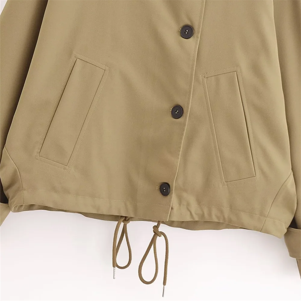 2025 autumn new women's clothing temperament commuting loose and simple hooded long sleeved short jacket