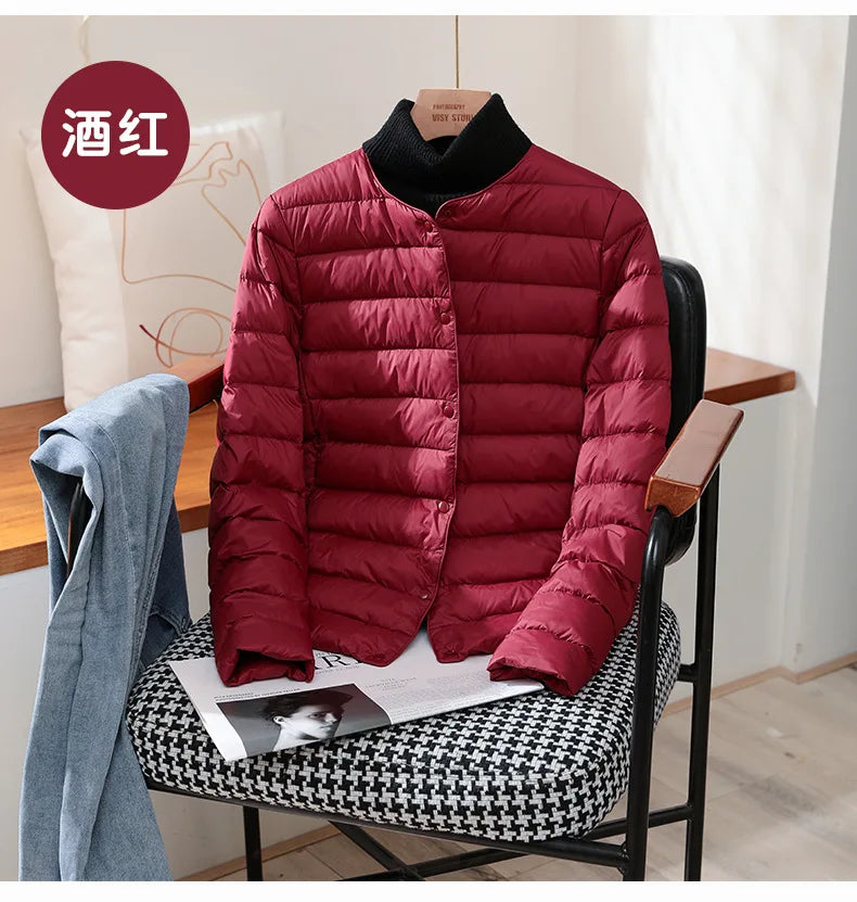 2025 New Arrivals Autumn Winter Warm Women White Duck Down Slim Jackets Female Fashion Ultra Lightweight Packable Puffer Coats