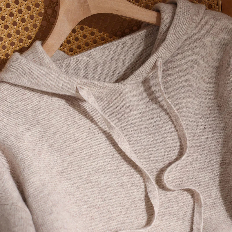 ADDONEE Autumn Winter Women's 100% Wool Set Hoodie Pullover Wide Leg Pants Thick Casual Cashmere Knitwear Sweater Trousers Suit