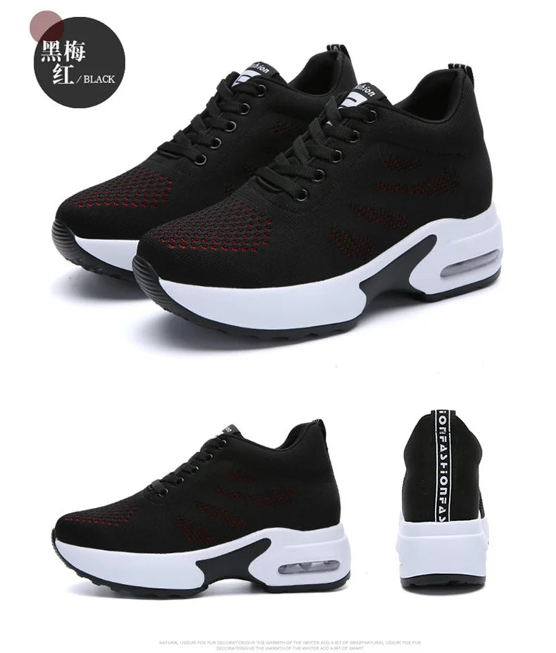 Women's Platform Mesh Breathable Sneakers Womens Spring New Casual Wedge Basket Shoes Tennis Female Thick Woman Summer Trainers