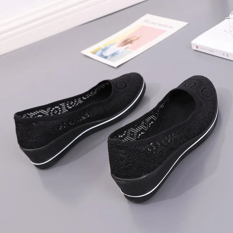 White Lace Hollow Breathable Little White Shoes Flat Mid Wedge Heel Women's Summer Beauty Shoes Size 34-41 White Sneakers Women