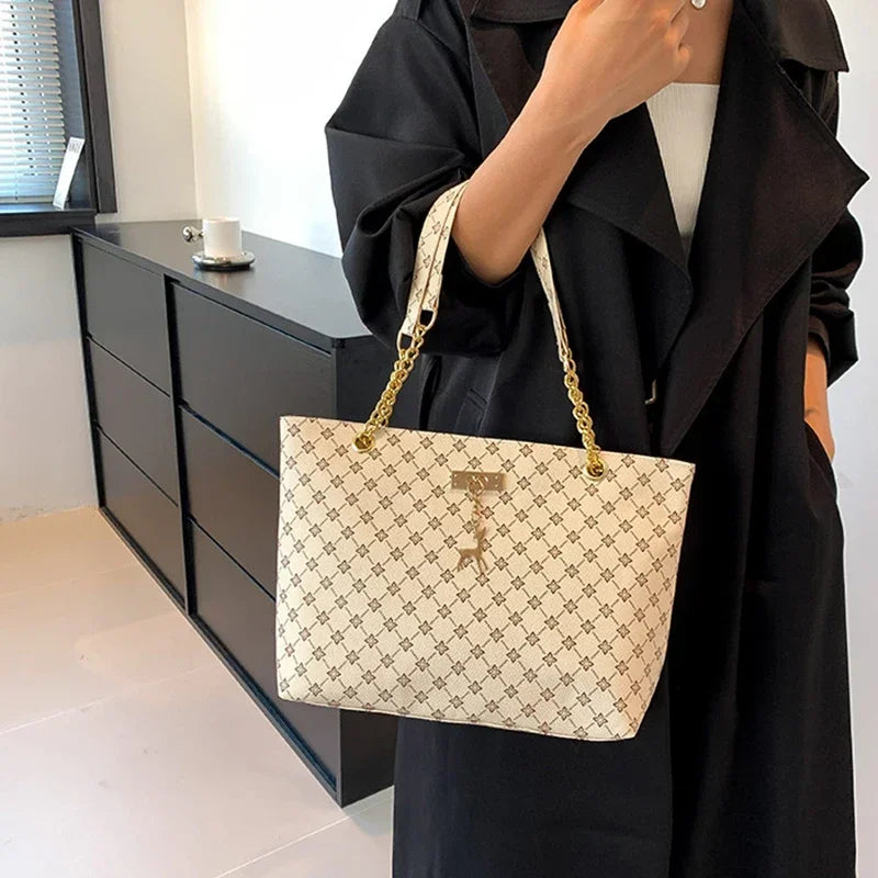 Summer High Quality PU Leather Fashion Large-capacity Shoulder Armpit Women's Bag Work Student Travel Female Retro Handbag Tote