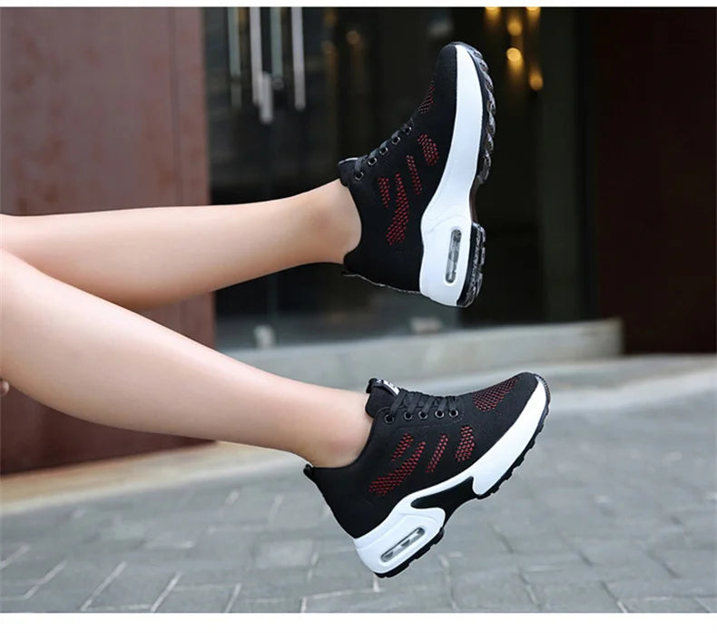 Women's Platform Mesh Breathable Sneakers Womens Spring New Casual Wedge Basket Shoes Tennis Female Thick Woman Summer Trainers