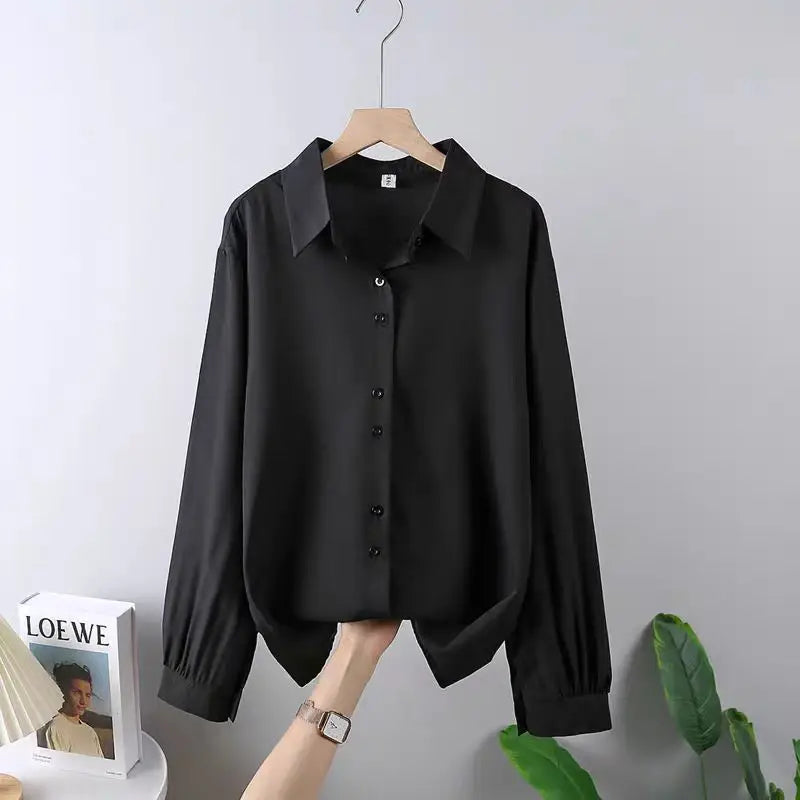 2025 Spring New Casual Chiffon Shirt Women Shirts Fashion Female Long Sleeve Loose Solid Blouse Tops Office Lady Clothes Popular