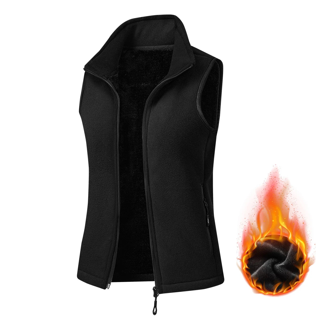 Autumn Winter Polar Fleece Vest Women's Windproof Outdoor Warm Sleeveless  Coat 2025 Plush Stand Collar Casual Waistcoat
