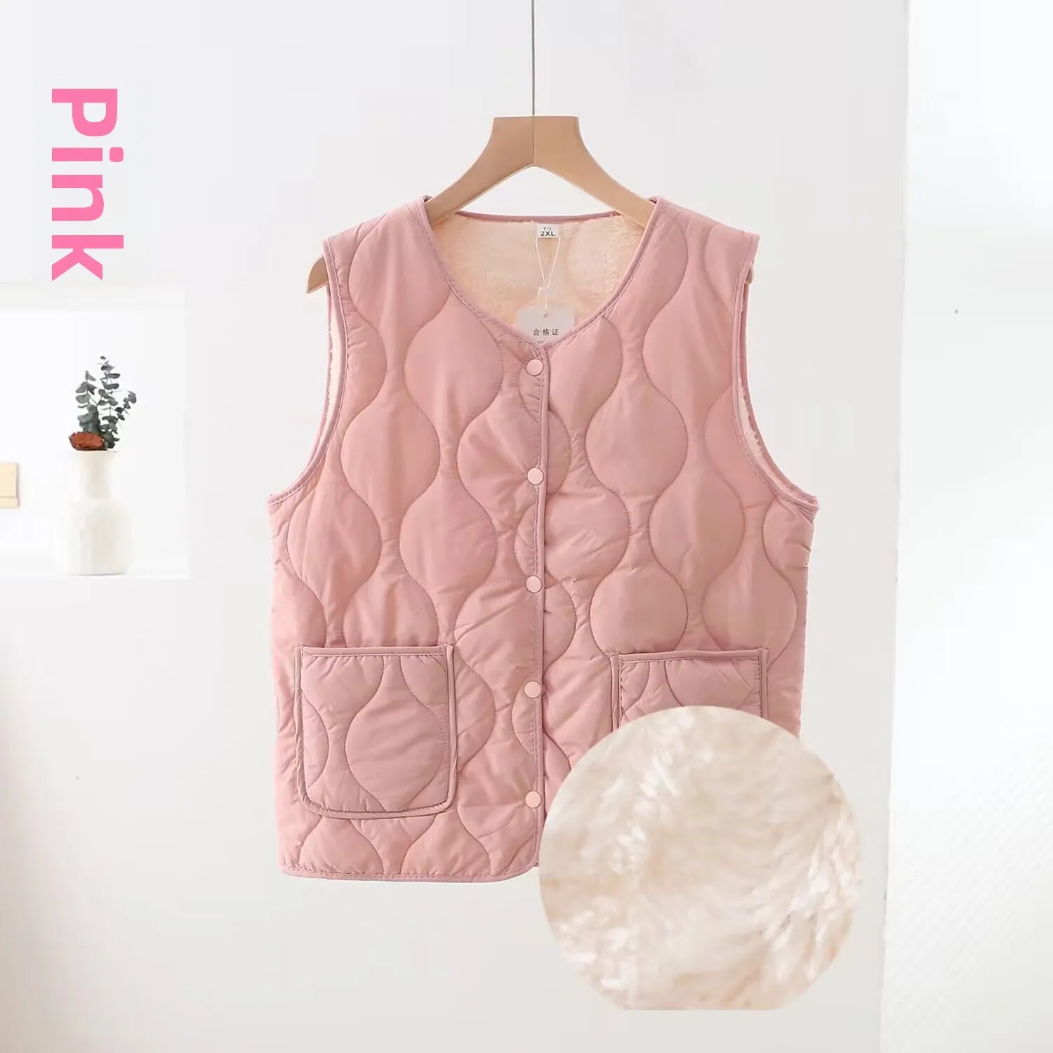 Women's Thickened Warm Vest 2025 Winter New Style Home Wear Outerwear Fleece Lined Non-Bulky V-Neck Casual Style Polyester Fiber