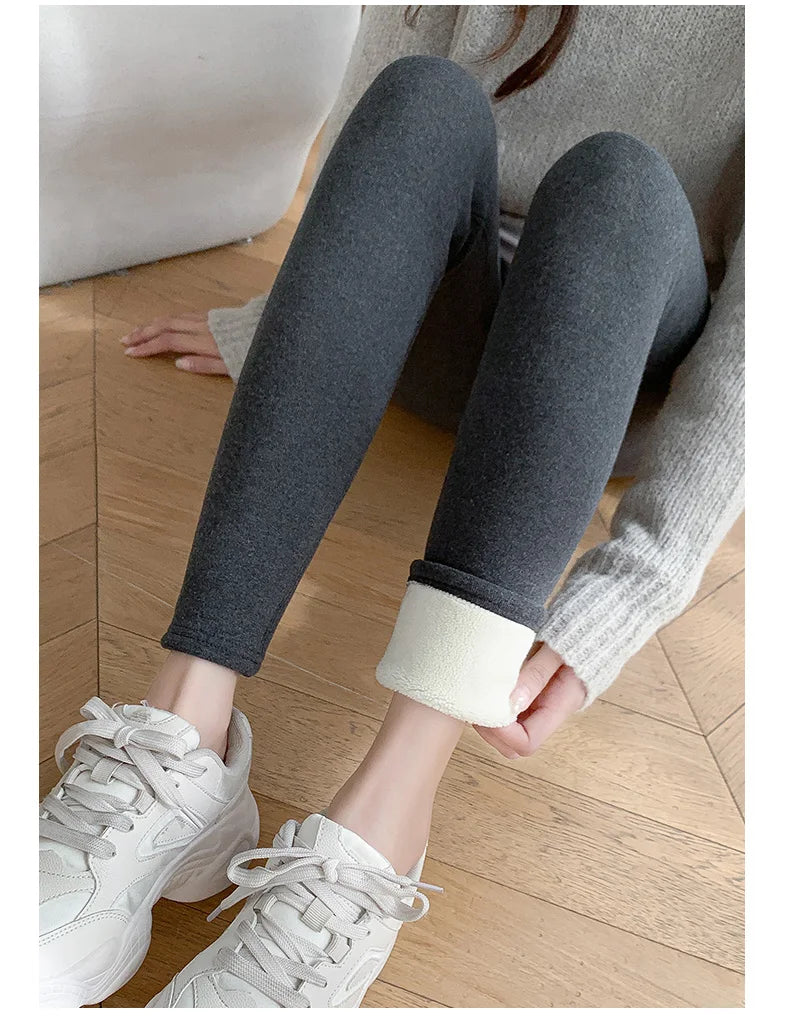 Extra Thick Lamb's Wool Bottom Pants Women's Outer Wear Autumn Winter Cold Protection Warm One Longer Thickened Cotton Pants