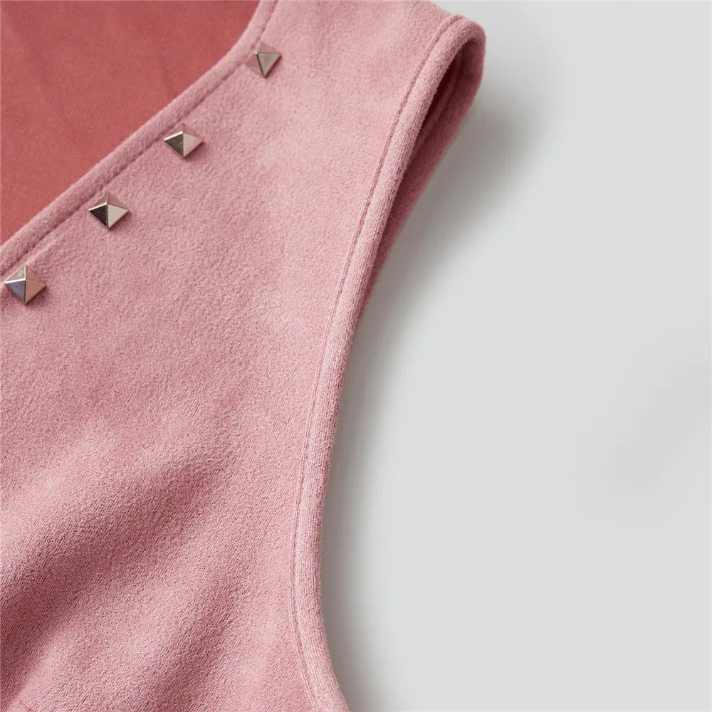 Women Vintage Sleeveless Faux Suede Fringe Vest Rivets Leather Western Boho Tassel Jacket Open Front Hippie Cardigan 2025