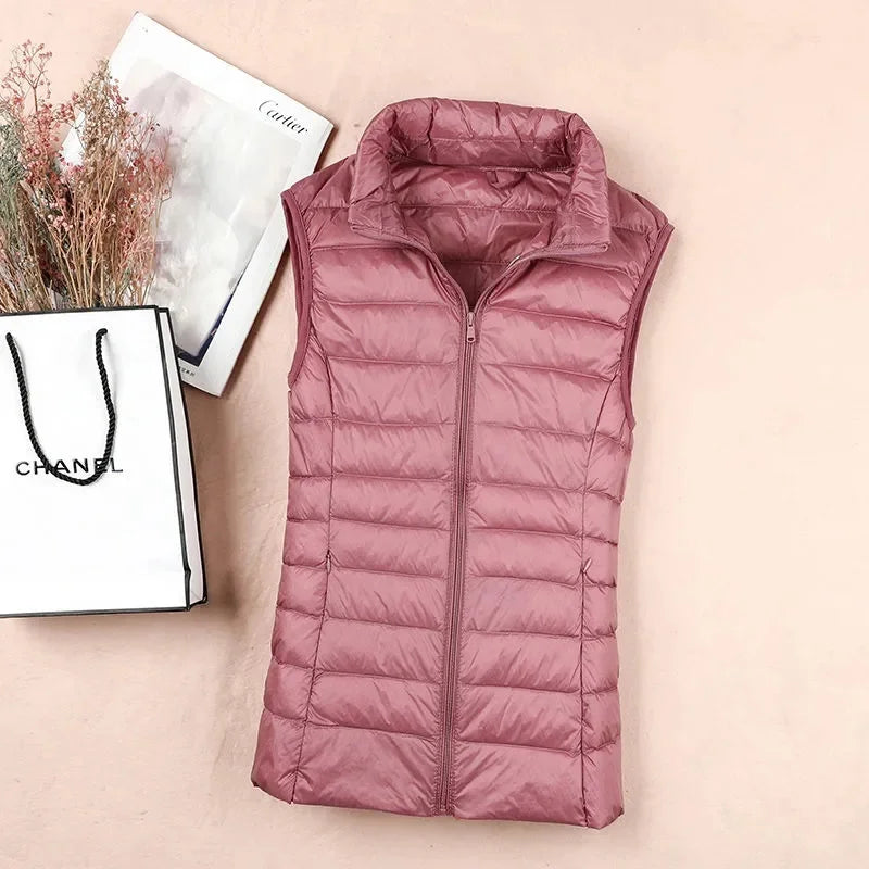 2025 White Duck Down Jacket Women Vest Autumn Winter Sleeveless Waistcoat Warm Lightweight Puffer Jacket Female Tops Outwear 8XL