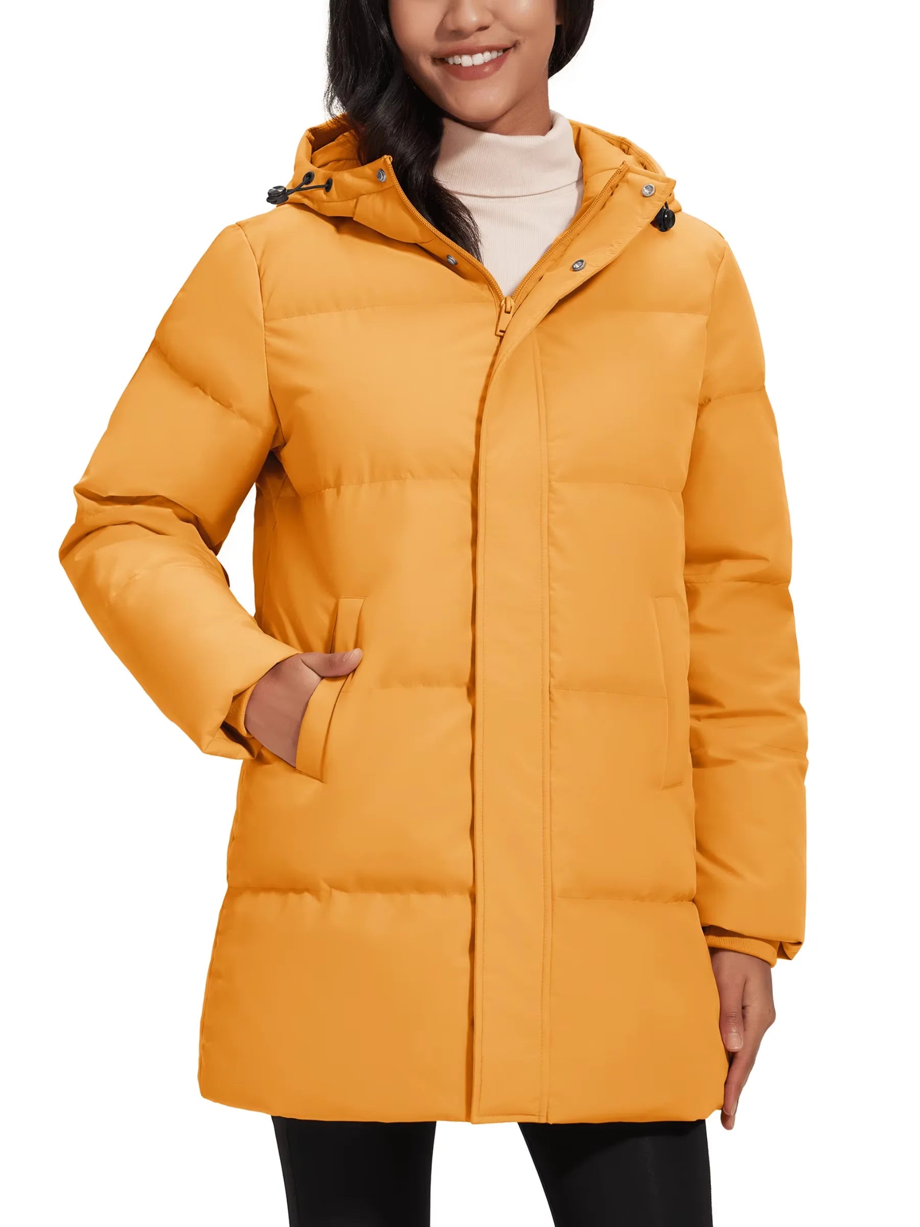 TACVASEN Womens Winter Long Quilted Duck Feather Jackets Padded Puffer Warm Hooded Long Coats Warm Windproof  Thick Outerwear