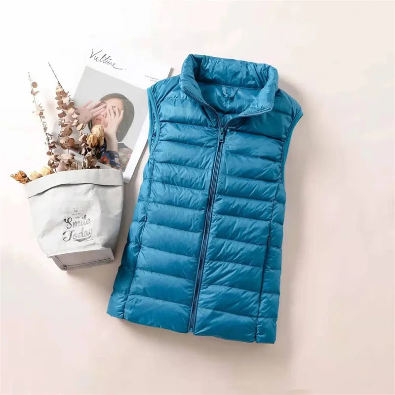 Ultralight Down Vest Women 2025 New Sleeveless Jacket Female White Duck Down Waistcoat Female Warm Puffer Jacket Outwear M-8XL