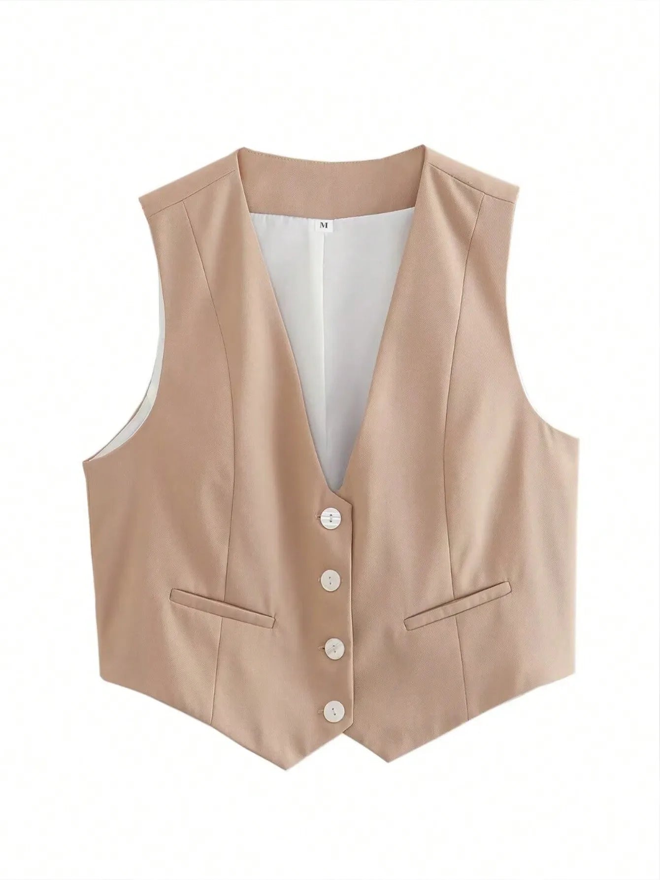 HH Fashion Women Vest Sleeveless Vests for Women Chic V-Neck Single-Breasted Ladies Elegant White Waistcoat Tops