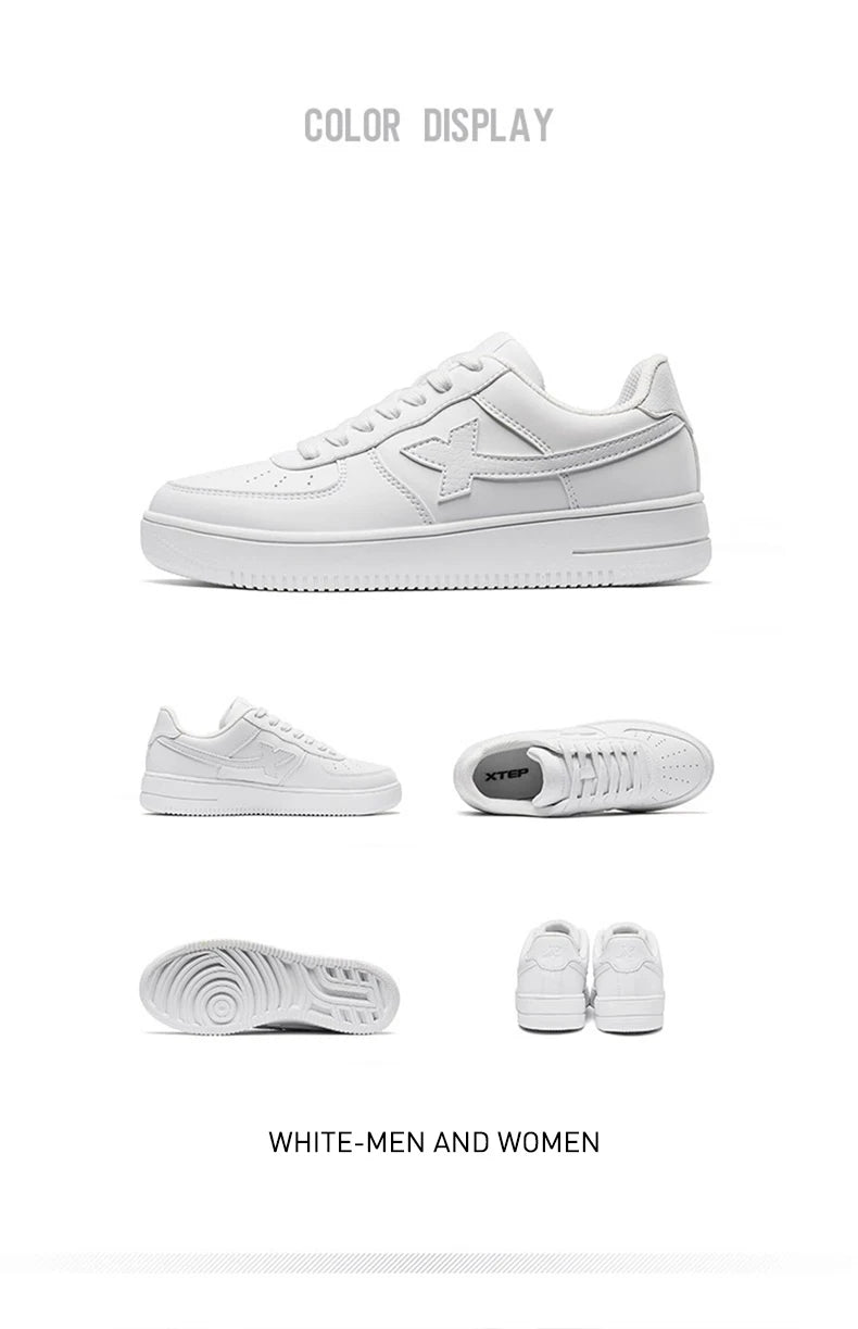 Xtep Women Men Skateboarding Shoes Non-Slip Casual White Couple Skate Sneakers Male Female Luxury Brand Shoes 881219319851
