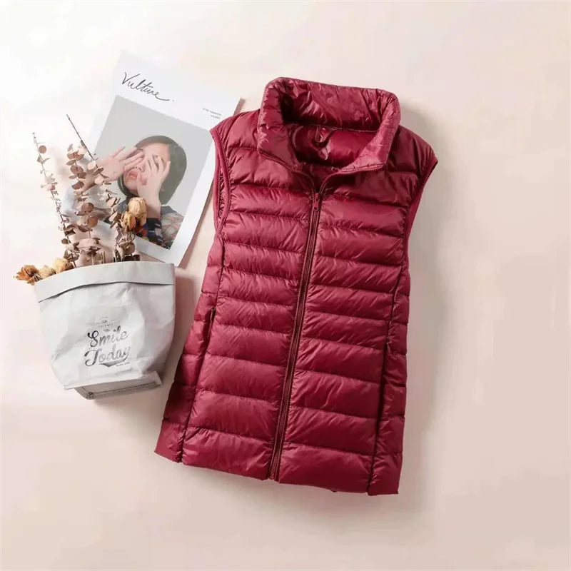 Ultralight Down Vest Women 2025 New Sleeveless Jacket Female White Duck Down Waistcoat Female Warm Puffer Jacket Outwear M-8XL