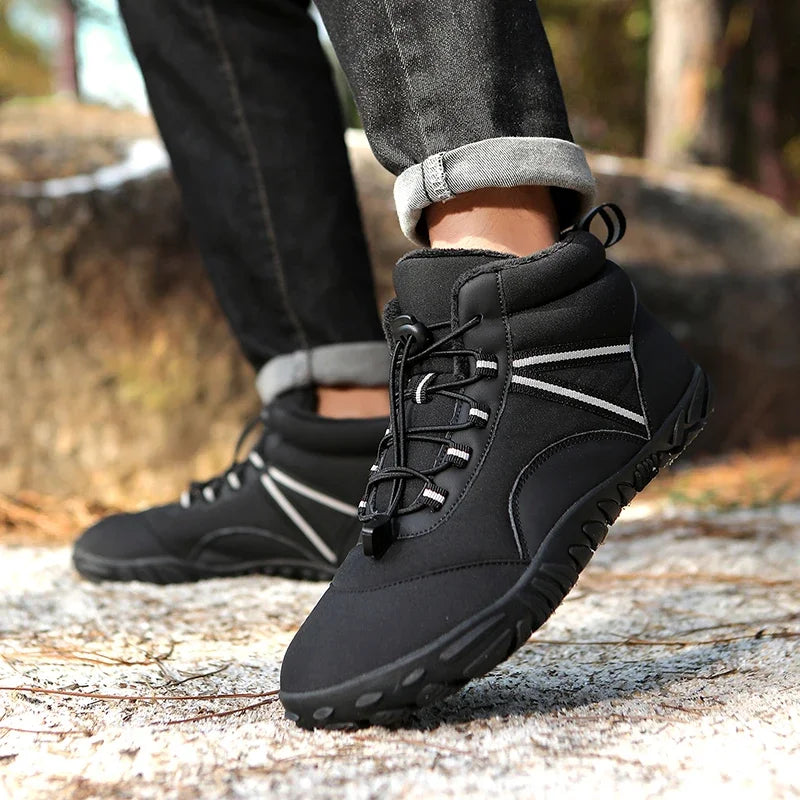 New Winter Booties Outdoor Waterproof Barefoot Boots Couple Ankle Boots Plush Warm Snow Shoes Big Size Non-slip Casual Sneakers