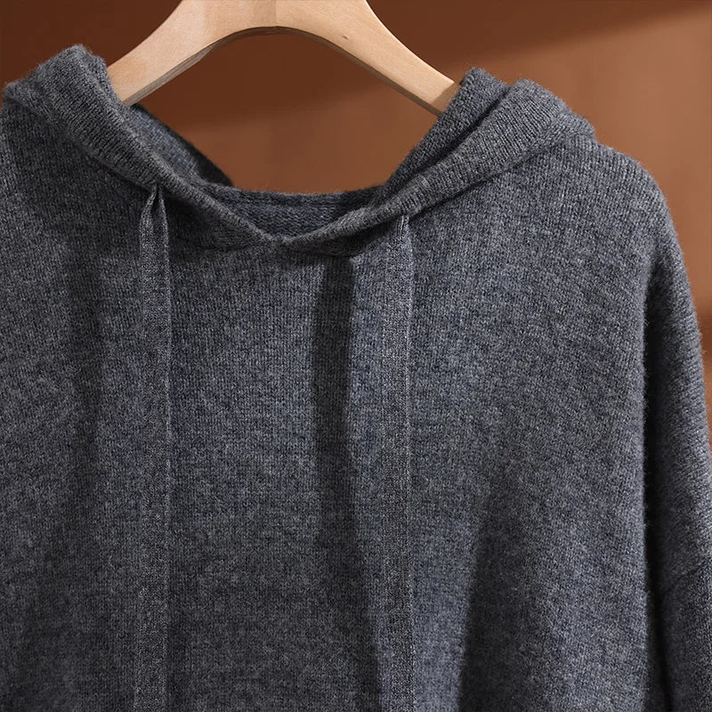 ADDONEE Autumn Winter Women's 100% Wool Set Hoodie Pullover Wide Leg Pants Thick Casual Cashmere Knitwear Sweater Trousers Suit