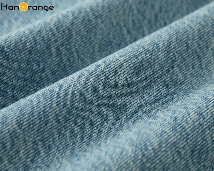 2025 Autumn Winter Retro Polished White Washed Jeans Women Neat Straight Leg 100% Cotton Denim Pants Blue