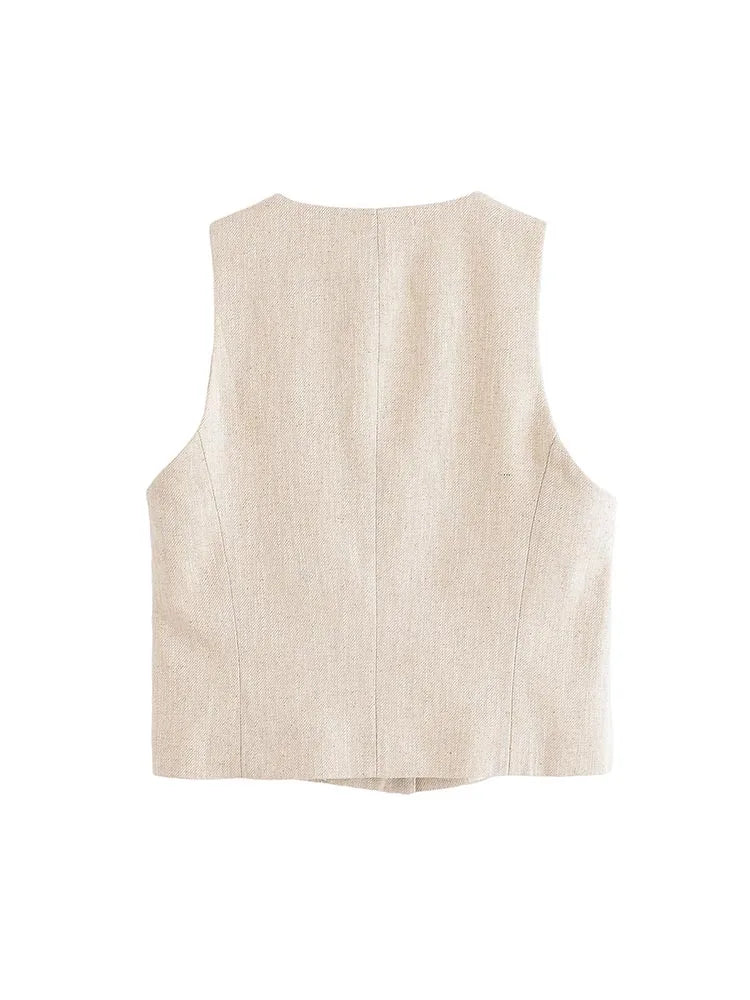 2025 Women Summer 2-Pieces Sets Fashion Casual Solid Vests Coats and Straight Pants Female Elegant Street Two Suits Clothing