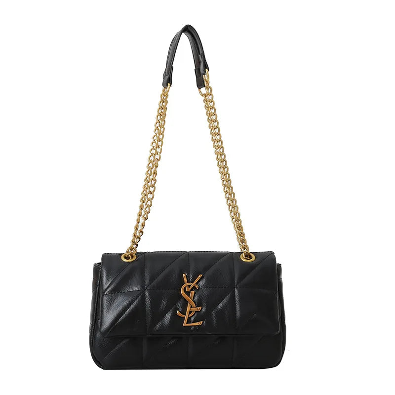 New style small Chanel-style diamond chain shoulder bag, trendy and versatile, spacious and luxurious embroidery line bag
