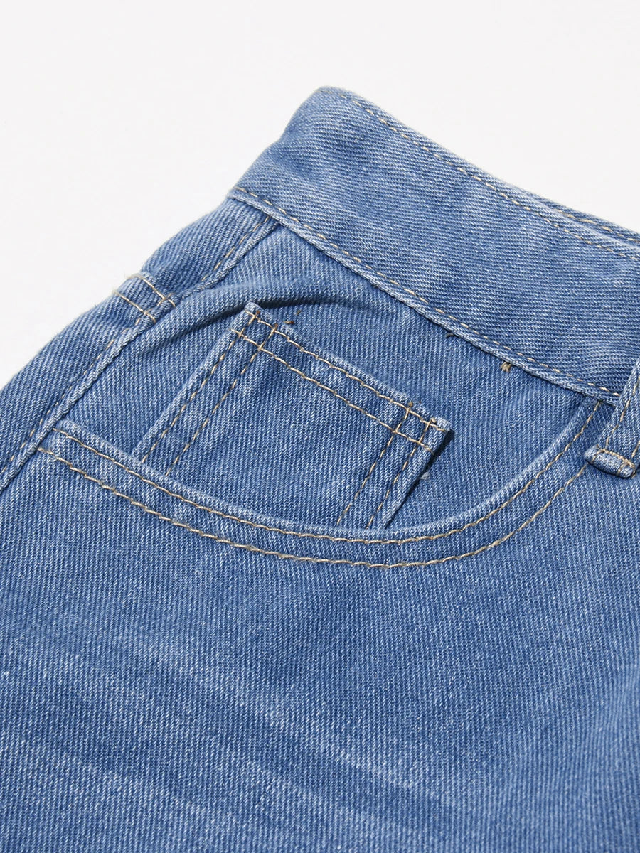 VGH Solid Slimming Hollow Out Temperament Denim Pants For Women High Waist Spliced Button Temperament Trousers Female Fashion