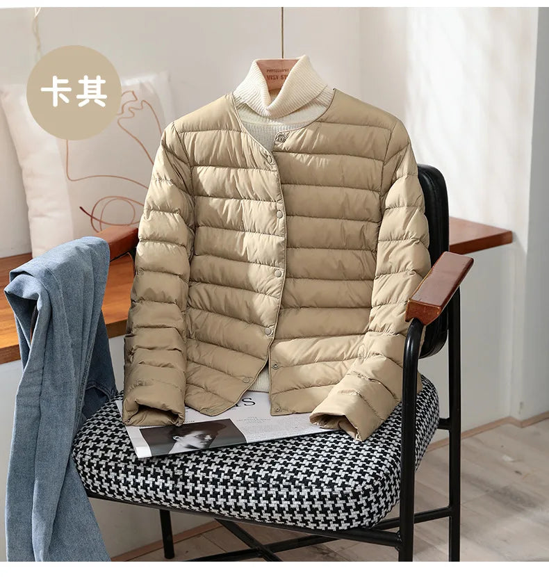 2025 New Arrivals Autumn Winter Warm Women White Duck Down Slim Jackets Female Fashion Ultra Lightweight Packable Puffer Coats