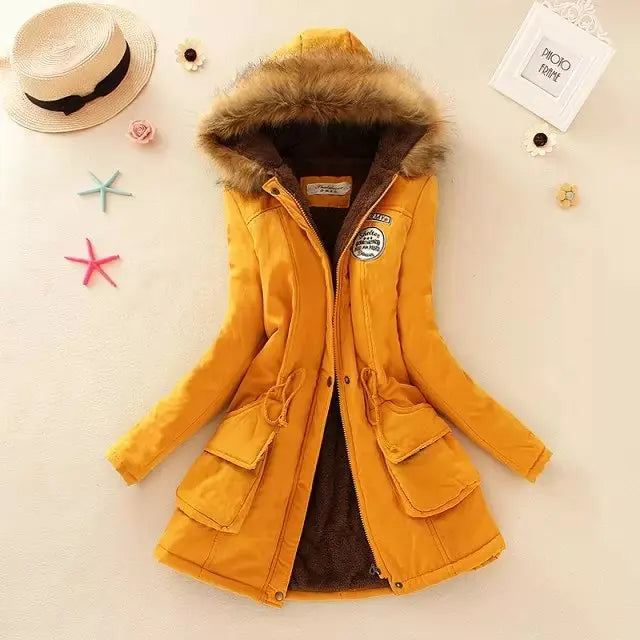 2025 New Autumn Winter Women Cotton Jacket Padded Casual Slim Coat Emboridery Hooded Parkas Wadded Warm Overcoat Fashion Parkas