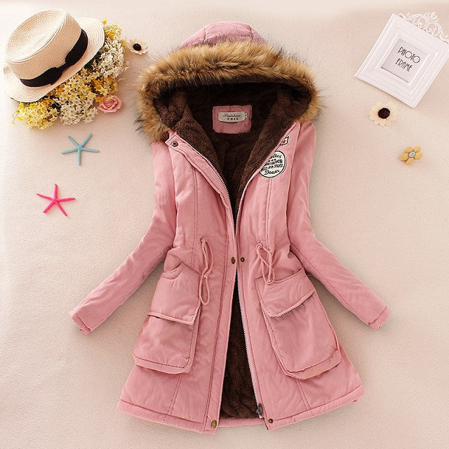 2025 New Autumn Winter Women Cotton Jacket Padded Casual Slim Coat Emboridery Hooded Parkas Wadded Warm Overcoat Fashion Parkas