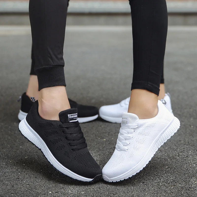 Women Casual Shoes Fashion Breathable Walking Mesh Flat Shoes Sneakers Women 2025 Gym Vulcanized Shoes White Female Footwear