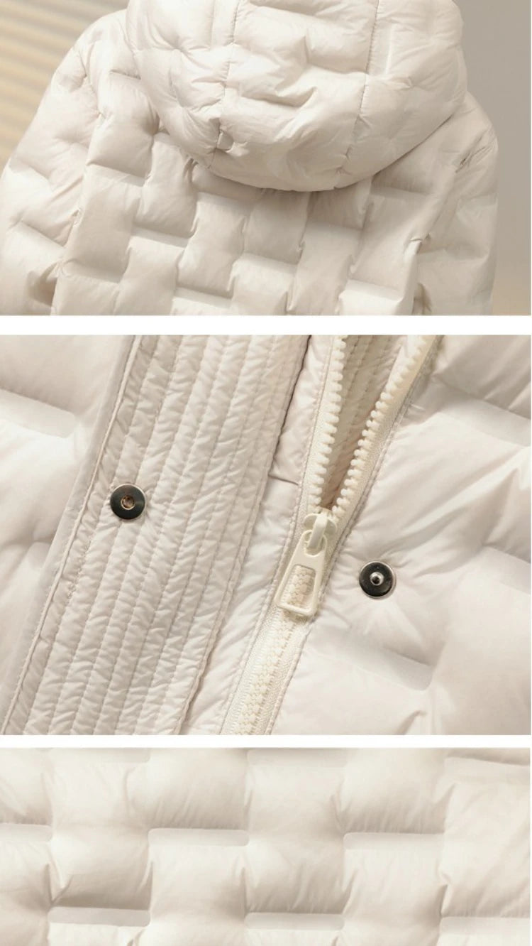 2025 Autumn Winter Women's New Puffer Jacket Short Hooded Thickened White Duck Down Coat Slim Fit Fashion Casual Warm Outerwear