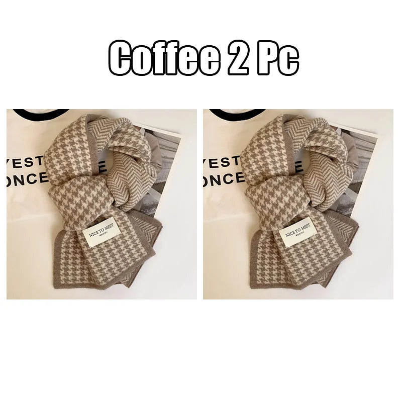 Scarf female winter new atmosphere sense of double-sided students cute warm thickened knitting senior sense of scarf