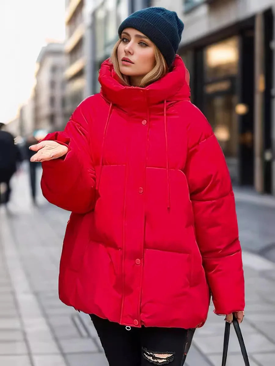 Best Selling Female's Padded Coat Winter Solid Color Hooded Women's Puffer Coat Versatile Thickened Quilted Jacket For Lady