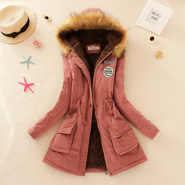 2025 New Autumn Winter Women Cotton Jacket Padded Casual Slim Coat Emboridery Hooded Parkas Wadded Warm Overcoat Fashion Parkas