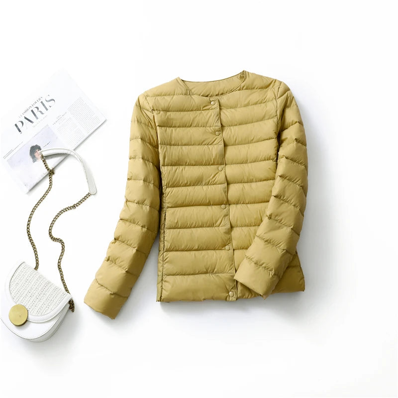 2025 New Arrivals Autumn Winter Warm Women White Duck Down Slim Jackets Female Fashion Ultra Lightweight Packable Puffer Coats