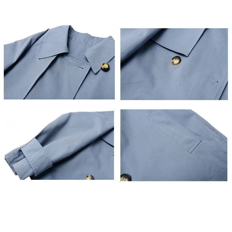 2025 Spring/Autumn Loose Oversize Woman Trench Coat New Short Jacket Double Breasted Female Trench Coat Belt Solid Overwear