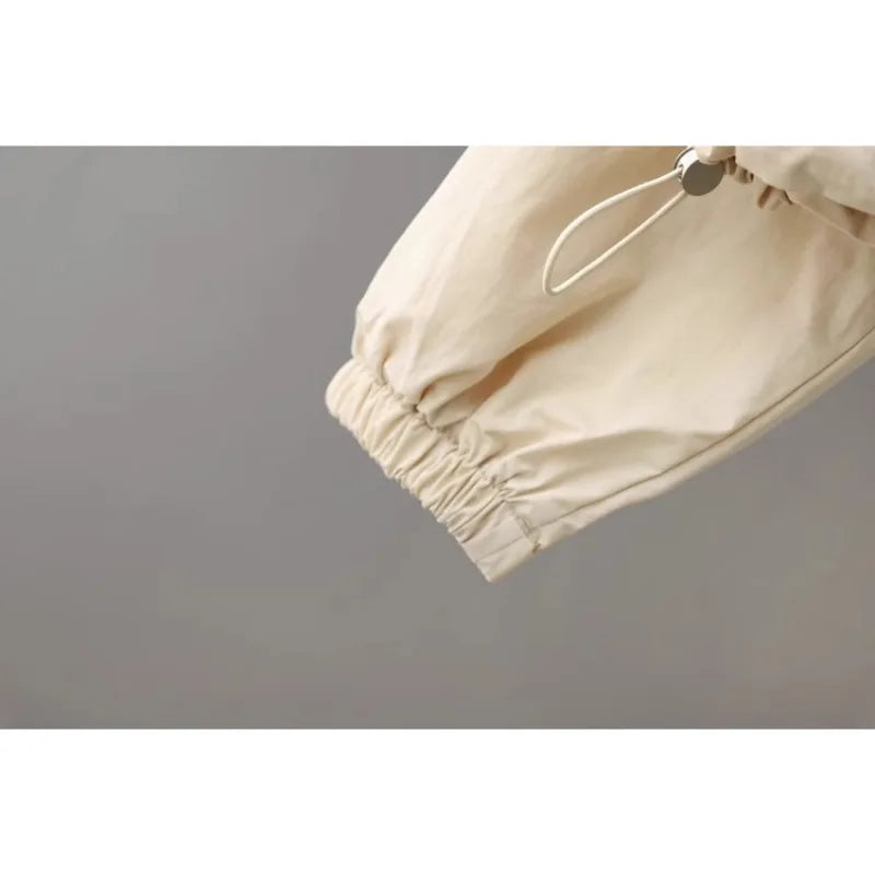 Women's New Autumn Zippered Loose Workwear Windbreaker Short Coat Women's Casual Long-sleeved Tops