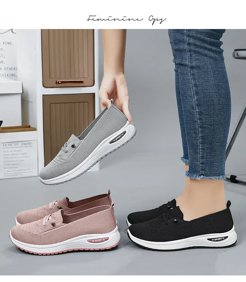 2025 Women's Casual Shoes Fashion Breathable Walking Flat Bottom Sports Shoes Women's Fitness Large Pink Women's Shoes 36-43