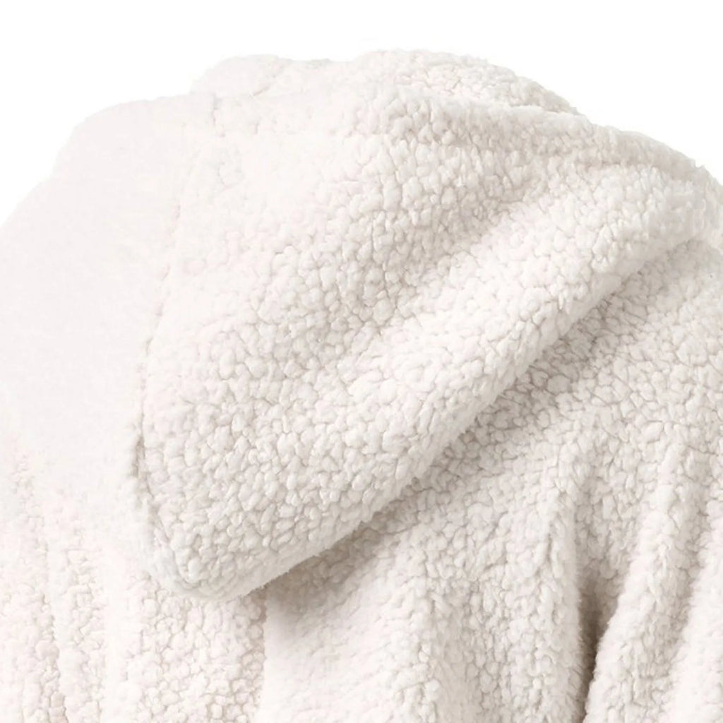 Women'S Fashion Jackets Solid Lambswool Coat Slim Straight Hooded Plush Zip Up Jackets Autumn Winter Simple Versatile Jackets