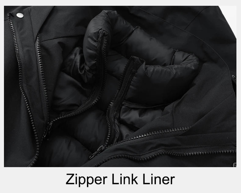 CHRLCK Women's 3 In 1 Thick Hiking Jacket Down Cotton Waterproof Winter Windbreaker Outdoor Warm Camping Jacket Windproof Coat