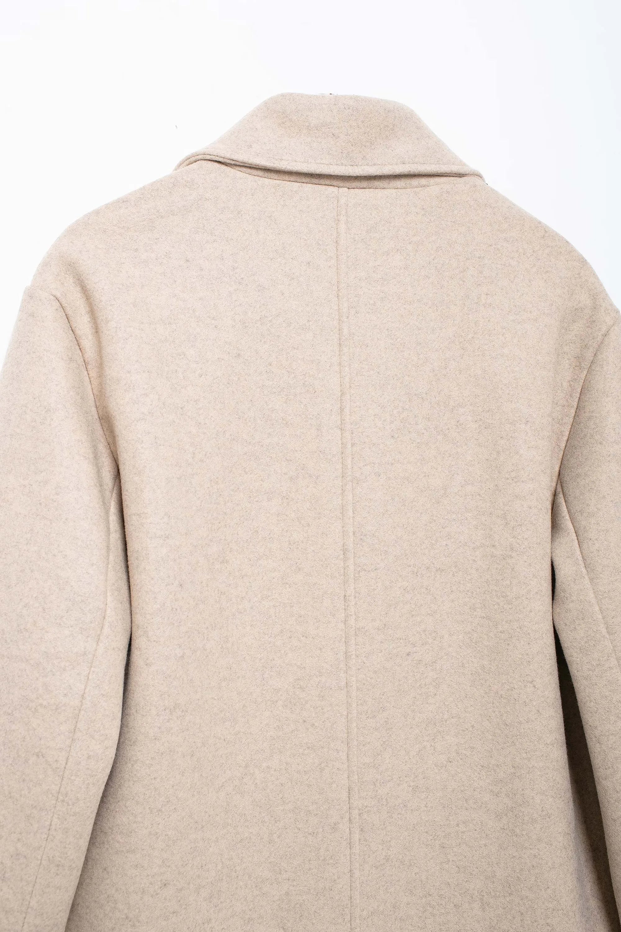 TRAFZA Women Winter Casual Wool Blend Notched Lapel Collar Coat Chic Double-breasted Trench Coats Oversized Female Long Jackets