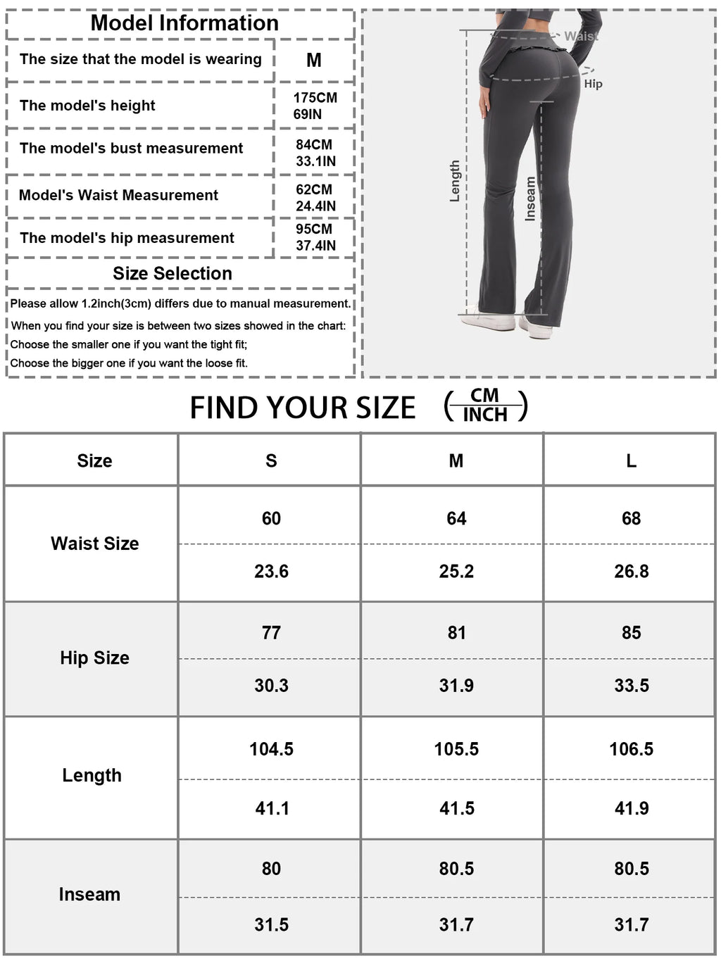 2-Piece Frill Yoga Set Women High Waist Tummy Control Flared Pants Long Sleeve Top Activewear Gym Running Classic Dark Grey