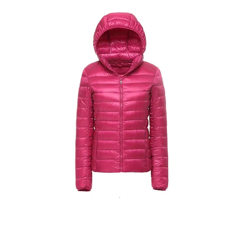 Women Hooded Short Puffer Jackets 2025 New Arrivals 90% White Duck Down Autumn Winter Ultra Lightweight Keep Warm Coats