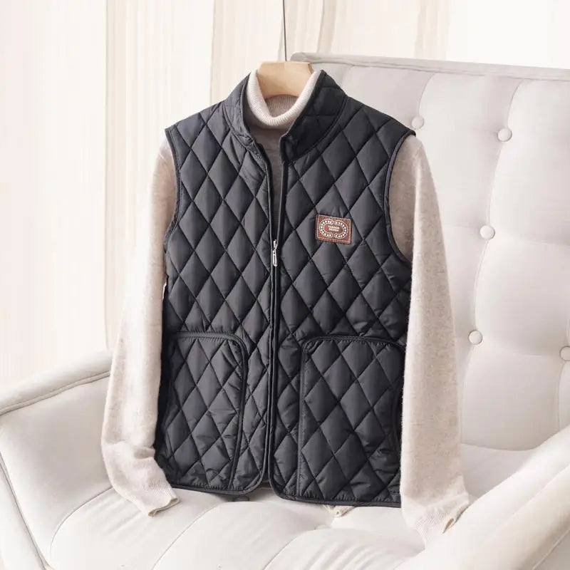 2025 Lightweight Cotton Vest for Middle-Aged And Elderly Women Stand Collar Sleeveless Casual Outerwear Anti-Cold And Warmth