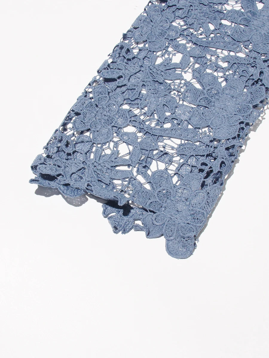 VGH Solid Slimming Hollow Out Temperament Denim Pants For Women High Waist Spliced Button Temperament Trousers Female Fashion