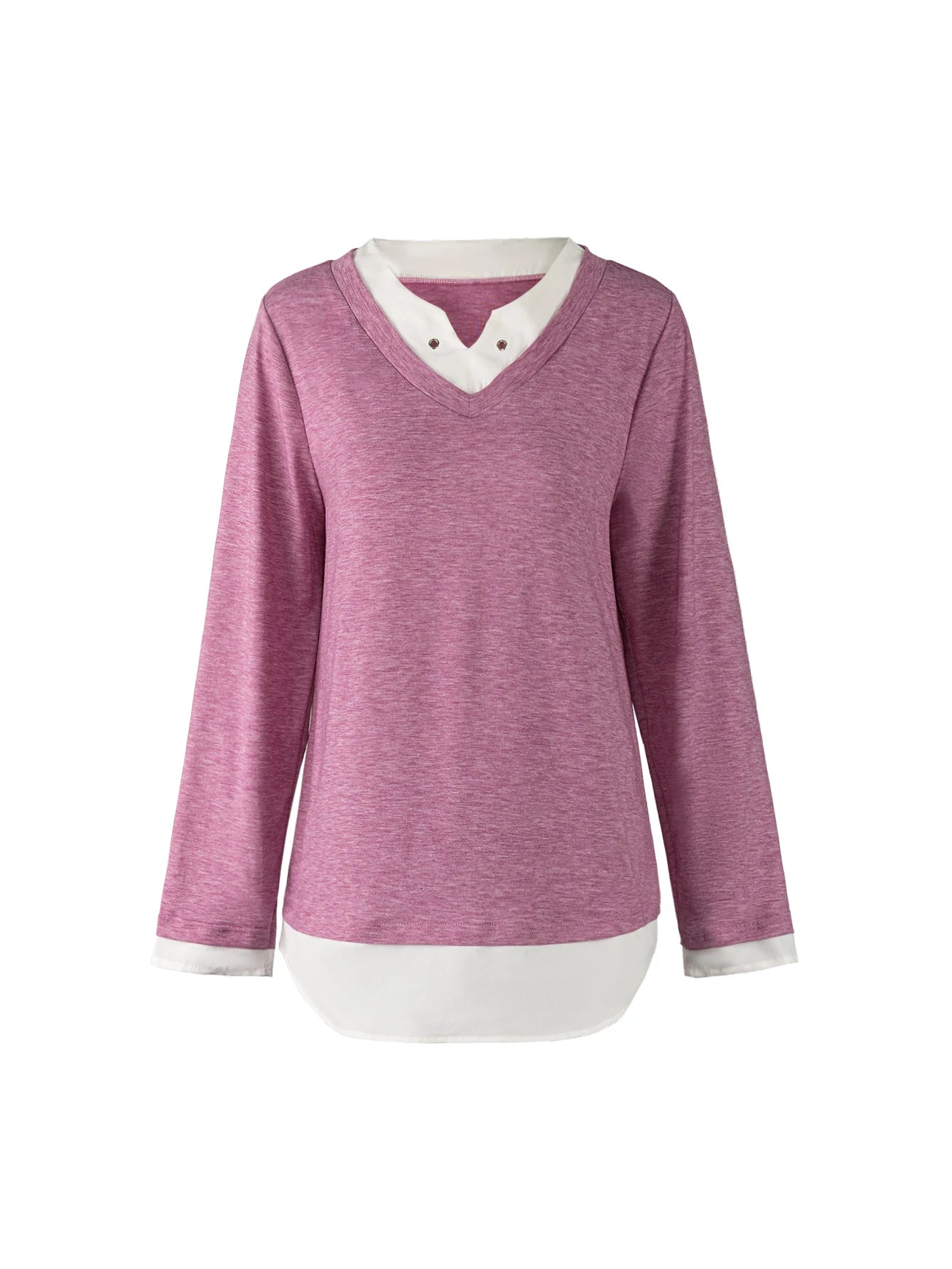 Women's autumn and winter fashion casual loose round neck patchwork T-shirt
