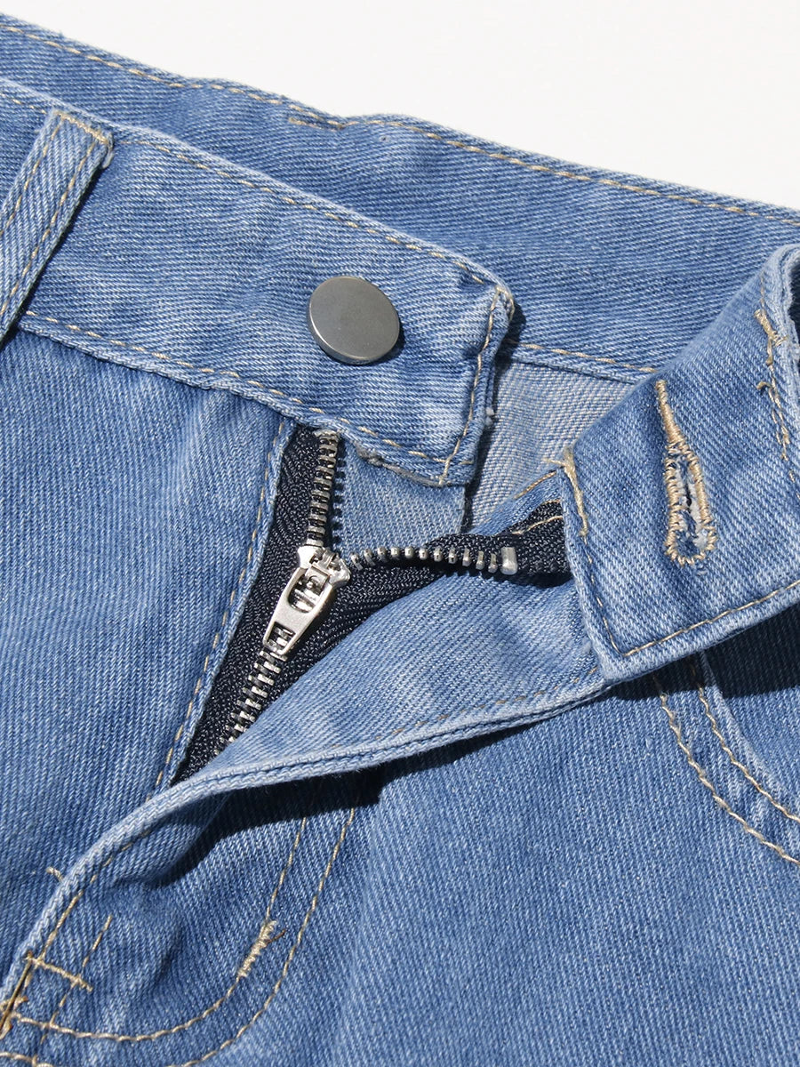 VGH Solid Slimming Hollow Out Temperament Denim Pants For Women High Waist Spliced Button Temperament Trousers Female Fashion