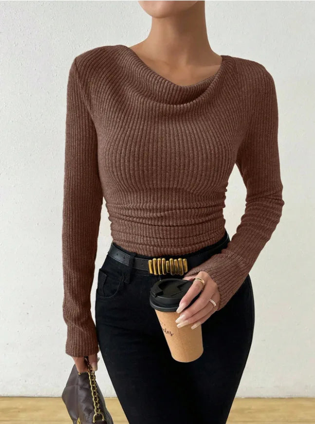 Solid Color Casual Slim T-shirts For Women 2025 Autumn Y2K Women's T-shirt Long Sleeve Blouses Tees Fashion Female Tops
